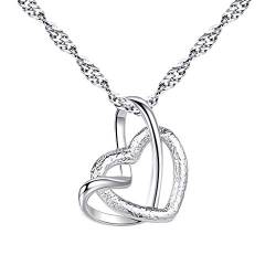 YWJewly Chopiner Halskette Elegante Kette Herz Lady frostete Herz Halskette Anhänger Doppel Herz Halsketten Ritzel Halskette Einzigartig (Silver-c, One Size) von YWJewly