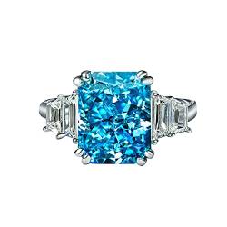 YWJewly Damenmoder Trend voller Blumenring Blue Diamond Schmuck Jubiläumsgeschenk Ehering Verlobungsringe Ringelstrümpfe Blau (Sky Blue, 10) von YWJewly