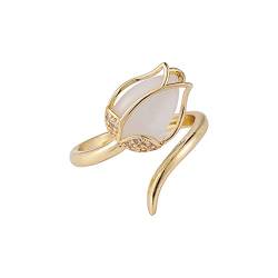 YWJewly Ehering Ring für Braut Damen Offene Modeblumenpersönlichkeit N-iche T-Shirt die Opal Design Ringe Der Ringe Tabletop (b-as show, One Size) von YWJewly
