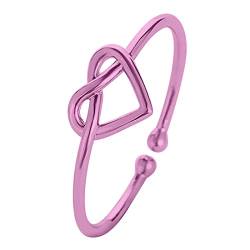 YWJewly Einfaches Twistt Ringe Verstellbarer Ring mit Öffnung Verlobungs-Herz-Frauen-Ehering-Ausschnitt-Herz-Ring für Frauen Ringelband Metallic (Purple, One Size) von YWJewly