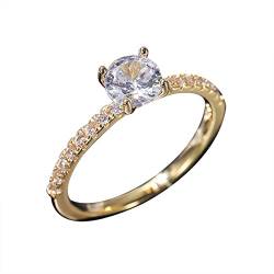 YWJewly Exquisite quadratische Zirkonia Ringe Einfacher Zirkonia-Bling-Verlobungs-Ehering der Frauen Makramee Ringe Holz (Gold, 8) von YWJewly