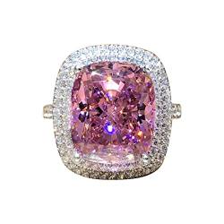 YWJewly Gothic Ring Set Für Damen Frauen Fashion Square Diamonds Ring Zirkonia-Verlobungsring ene Ringe Damen 585 (Pink, 10) von YWJewly
