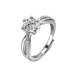 YWJewly Matching Rings Verstellbarer Ring mit Öffnung, Verlobung, runder Schnitt, Zirkonia, Damen, Eheringe, Schmuck, Ringe für die Frau Fahne Ringe (A-3, One Size) von YWJewly