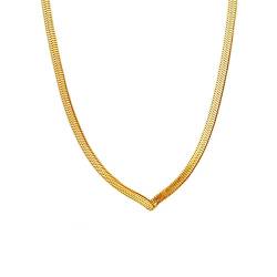 YWJewly Modeschmuck Kette Vergoldete exquisite kurze Halskette für Damen, Mädchen-V-Serpentinen-Halskette. Halskette für Damen Schultüten Anhänger (Gold-3, One Size) von YWJewly