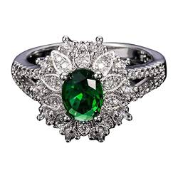 YWJewly Plus Size Ring für Frauen klobige Ringe Kreative Accessoires High-End-Luxus-Volldiamant-Mikro-Set Zirkon Damenring Verlobungsring Ringe Der Ringe (Army Green, 9) von YWJewly