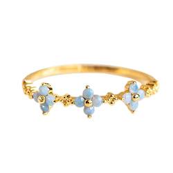 YWJewly Ringe Gold Ring Schmuck Aussage für Frauen Band blau Mode Ringe Ringbuch 2 Ringe (d-Blue, One Size) von YWJewly