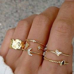 YWJewly Schöner Engel Zirkon Ring Cold European Ring gegoldetes Set Wind Rings Silber Ringe Eheringe (gold, One Size) von YWJewly