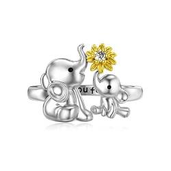 YWJewly Stilvoller Miniatur-Zirkonia-Ring mit offenem Ende Mamas Ring Muttertagsgeschenk Versilberter Ehering Schmuck Ringbox 2 Ringe (B, One Size) von YWJewly