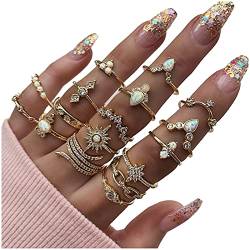 YWJewly Verlobungsring Damen Gold Fesvital weibliche Fashion-Ring goldenes Zubehör Ringe Liebe (Gold #5, One Size) von YWJewly