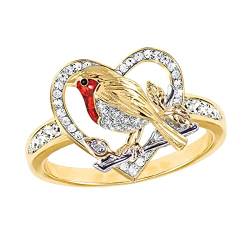 YWJewly Verstellbare offene Verlobungsringe Ring-roter kreativer -roter -Goldherz-Ring für Frauen-Ringe Ringe Lesbisch (C, 8) von YWJewly
