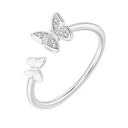 YWJewly Vintage Silber Knöchelring Set Niedlicher minimalistischer Schmetterlings-Design-Ring, zartes Schmuckgeschenk für Frauen Sommer Ringe Damen (Silver, 10) von YWJewly