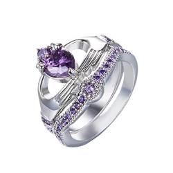 YWJewly für Frauen zur Linderung von Angstzuständen Geschenk Hochzeit Handmade Cut Verlobungsring Schmuck Luxus Weiß Ringe Stoffgürtel Mit Doppel D-ringe (Purple, 7) von YWJewly