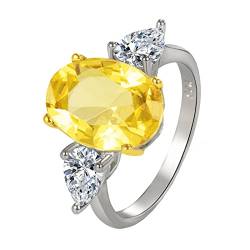 YWJewly schwarze offene Manschettenringe Ovaler Diamantring aus platiniertem Gold mit hohem Kohlenstoffgehalt. Importierter -Rosa-Gelb- -Verlobungsring Ringe Basteln Set (Yellow, 7) von YWJewly