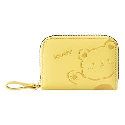 Damen Reißverschluss Mini Multi Card Organ Kartenhalter Damen Cartoon PU Geldbörse Brieftasche Damen Klein Modern (Yellow, One Size) von YWLINK