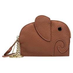 Geldbörse Mini-Tier-Tasche niedliche Cartoon-Geldbörse niedliche Brieftasche aus weichem Schlüsseletui Elefanten-Geldbörse Brieftasche Herren Klein (Brown, One Size) von YWLINK