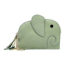 Geldbörse Mini-Tier-Tasche niedliche Cartoon-Geldbörse niedliche Brieftasche aus weichem Schlüsseletui Elefanten-Geldbörse Brieftasche Herren Klein (Green, One Size) von YWLINK