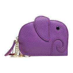 Geldbörse Mini-Tier-Tasche niedliche Cartoon-Geldbörse niedliche Brieftasche aus weichem Schlüsseletui Elefanten-Geldbörse Brieftasche Herren Klein (Purple, One Size) von YWLINK
