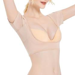 Sweat-Shirts Damen Atmungsaktiv Schweißschutz Unterarm-Schweißweste Damen Saugfähig Kurzärmelig Weste Achselhöhlen-Pflegeshirt Für Yoga Sport (b-Khaki, XXL) von YWLINK