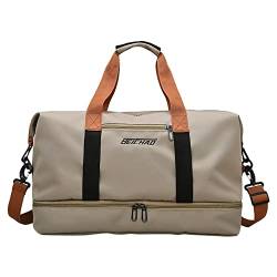 Taschen für Frauen Handgepäck Reisetasche Sporttasche Sporttasche Reisetasche für Frauen Lederboden Für Taschen Häkeln (Khaki, One Size) von YWLINK