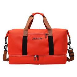 Taschen für Frauen Handgepäck Reisetasche Sporttasche Sporttasche Reisetasche für Frauen Lederboden Für Taschen Häkeln (Red, One Size) von YWLINK