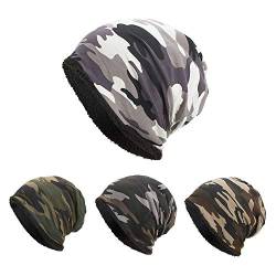 YWLINK Beanie MüTze Camouflage Woodland Mit Warmes Futter FüR Damen Herren MäDchen Jungen Hat Unisex One Size(Weiß) von YWLINK