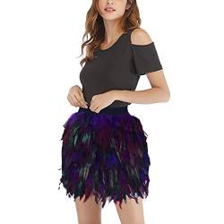 YWLINK Damen Faux Feder Rock KarnevalkostüM Elastische Taille Party Minirock Cosplay Minirock Karneval Party Rock (b-Purple, XXXL) von YWLINK