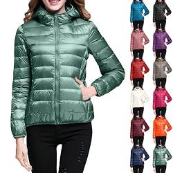 YWLINK Daunenmantel Damen Kurz Damen Steppjacke Quilted Jacke mit Steh-Kragen leichte Steppjacke Stripe Casual Funktionsjacke mit abzippbarer Kapuze (Mint Green, S) von YWLINK