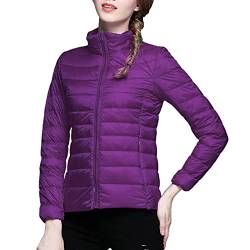 YWLINK Leichte Daunenjacke Damen Leichter Daunenmantel Damen Ultraleichte Daunenjacke Packbar Leicht Daunen Steppjacke mit Kapuze Federleichtec Daunenjacken Daunen Mantel Jacken(Lila，L) von YWLINK