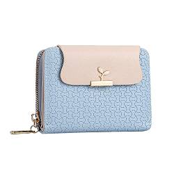 YWLINK Mode Frauen ID Kurze Brieftasche Einfarbige Tasche Reißverschluss Geldbörse Mehrere Kartenfächer Clutch Bag Geldbörsen Für Jugendliche (Blue, One Size) von YWLINK