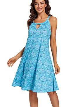 YXCFEWD Sommerkleider Damen 2023 Kurz Lässig Blumendruck Kleid Sexy Ärmellos Freizeitkleid Boho Elegant Strandkleider(großes Blatt, L) von YXCFEWD