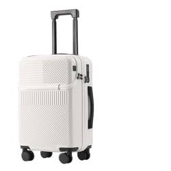 YXHYYDP Hartschalen-Gepäck, Spinner-Trolley-Koffer, Aluminiumrahmen, Handgepäckkoffer, USB-Schnittstelle, Getränkehalter, für Geschäftsurlaub (Weiß, 81,3 cm), weiß, 81 cm von YXHYYDP