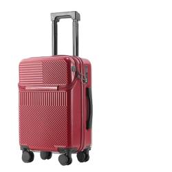 YXHYYDP Hartschalen-Gepäck, Spinner-Trolley-Koffer, Aluminiumrahmen, Handgepäckkoffer, USB-Schnittstelle, Getränkehalter, für Geschäftsurlaub (rot, 66 cm), rot, 26inch von YXHYYDP