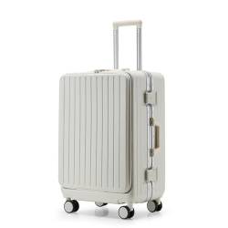 YXHYYDP Multifunktionaler leiser Koffer mit drehbaren Rädern, Handgepäckkoffer, Vorderfach, Getränkehalter, USB-Anschluss, verwendet für Geschäftsreisen, Urlaub, Schule (White 29inch) von YXHYYDP