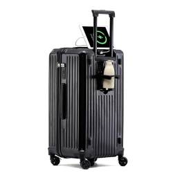 YXHYYDP Robuster Koffer mit Drehrädern, Hartschalenkoffer, TSA-Schloss, rosa Trolley-Koffer, für Geschäft, Urlaub, Schule (Black 32inch) von YXHYYDP