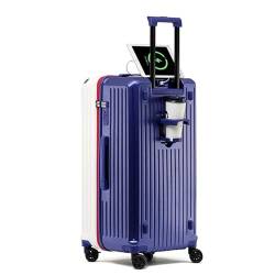 YXHYYDP Robuster Koffer mit Drehrädern, Hartschalenkoffer, TSA-Schloss, rosa Trolley-Koffer, für Geschäft, Urlaub, Schule (Blue White 34inch) von YXHYYDP