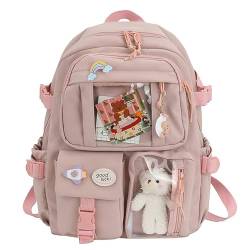 YXQSED Kawaii Rucksack mit Kawaii-Anhänger und Zubehör Niedliche Schüler-Büchertasche Schöner Rucksack Reise Harajuku Schultasche für Teenager- Mädchen 40 * 30 * 11cm von YXQSED