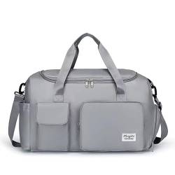YXQSED Sporttasche Reisetasche für Damen und Herren mit Schuhfach Nassfach Tasche für Sport Fitness Reisen Trainingstasche Gym Bag Grau von YXQSED