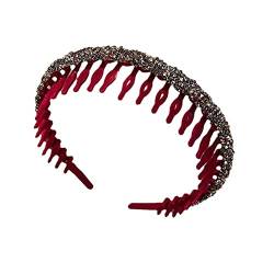 Mode Strass Beflockung Lünette Haar Hoops Für Frauen Damen Farbe Gezahnt Stirnband Accessor Haar R6I3 Band Haar von YXRRVING