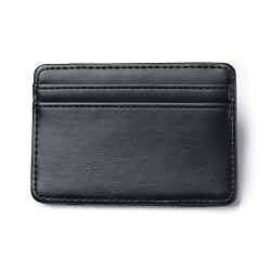 YXRRVING Ultradünne Mini Geldbörse Herren Kleine Brieftasche Business PU Leder Brieftaschen Karte Kreditlogo Brieftaschen keine Geldbörse Münze, Schwarz von YXRRVING