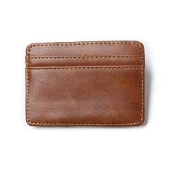 YXRRVING Ultradünne Mini Geldbörse Herren Kleine Brieftasche Business PU Leder Brieftaschen Karte Kreditlogo Brieftaschen keine Geldbörse Münze, hellbraun von YXRRVING