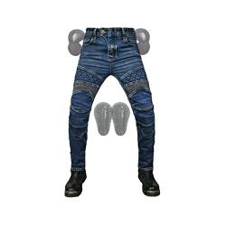 YXYECEIPENO-Motorcycle pants Armor Motorradhose Motorrad-Jeans Aramid-Innenfutter, Verschleißfest Mit 4 Herausnehmbaren Pads Dirtbike-Ausrüstung for Männer, Frauen, Jugend (Color : Blue, Size : XL) von YXYECEIPENO-Motorcycle pants