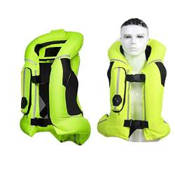 Airbag-Weste, Motorrad-Airbag-Weste, abnehmbare Schutzausrüstung auf der Rückseite, um Löcher zu verhindern, geeignet für Erwachsene Männer und Frauen (ohne CO2-Zylinder) (Farbe: Grün, Größe: Medium) von YXYECEIPENO