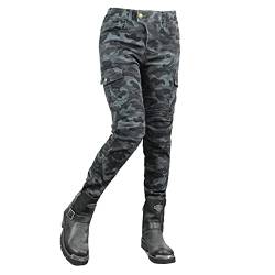 YXYECEIPENO Camouflage Motorradpanzerhose Motorradhose Für Damen Mit 4 Abnehmbaren Schutzpolstern Geeignet Für Cross-Country-Motorräder, Fahrradsport-Sportschutz (Color : Gray A, Größe : S) von YXYECEIPENO