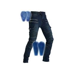 YXYECEIPENO Herren Motorradhose Dirt Bike Racing Reitjeans Stretchgewebe, Fahrradbekleidung Mit Abnehmbarer Erweiterter Rüstung (Color : Blue upgrade, Size : 4XL) von YXYECEIPENO