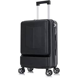 YXZYFPP Leises, langlebiges Hardside-Gepäck, wasserdichte Vordertasche, Rollgepäck, Trolley, Passwort-Box, Sicherheit, Anti-Diebstahl-Boarding-Koffer, glatt (Black 24) von YXZYFPP