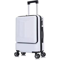 YXZYFPP Leises, langlebiges Hardside-Gepäck, wasserdichte Vordertasche, Rollgepäck, Trolley, Passwort-Box, Sicherheit, Anti-Diebstahl-Boarding-Koffer, glatt (White 24) von YXZYFPP