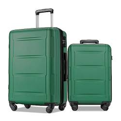 YXZYFPP Modische Koffer, 2er-Set, erweiterbare Koffer, Handgepäck, ABS, leichte Gepäckkoffer mit TSA-Schloss, Koffer mit Rollen 20"+28", einfach Reisen (Green) von YXZYFPP