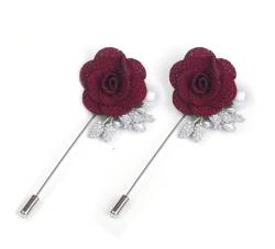 YYCRAFT Anstecknadeln mit Satinrosen, 6 Stück, für Herren, Blumen-Boutonniere für Party, Business, Hochzeit, Anzug, 1.25", Nylon, Weißer Diamant von YYCRAFT