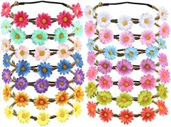 14 Stück mehrfarbige Damen Mädchen Mode Blumenkrone Blumengirlande Stirnbänder Blumen-Stirnbänder für Frauen, Stirnbänder für Festival Hochzeit Party von YYDDYRX