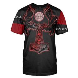 YYDSR Wikinger Tshirt Odin Raven Tattoo 3D Gedruckte Kleidung Männer Sommer Kurzarm Neuheit Tops Unisex (US-Größe),Odin Raven Totem,7XL von YYDSR